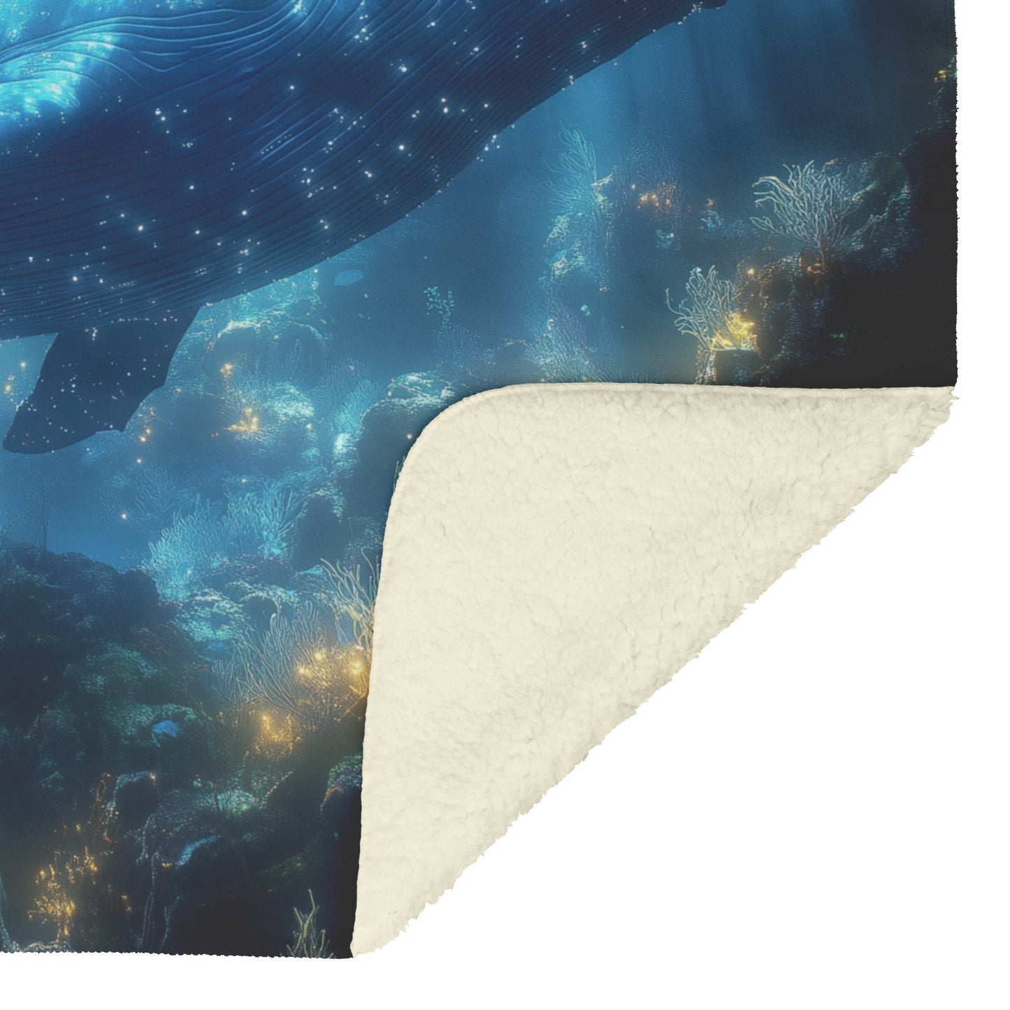 Humpback Whale Swimming Gracefully Through Underwater Canyon Glowing Coral Vibrant Fish Sunlight Fleece Sherpa Blanket - Awakening Righteousness
