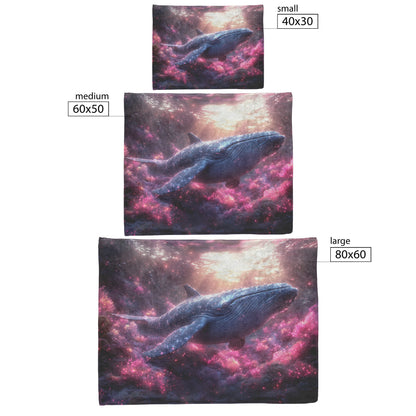 Humpback Whale Swimming Gracefully Through Underwater Canyon Glowing Coral Vibrant Fish Sunlight Fleece Sherpa Blanket - Awakening Righteousness