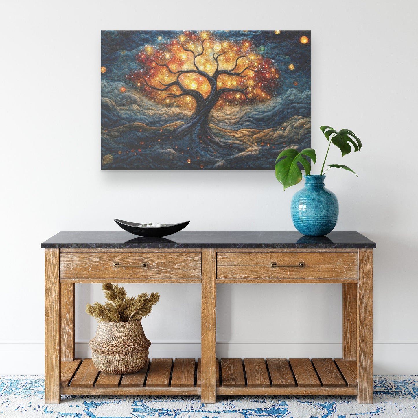 Illuminated Tree of Life Canvas Art Vibrant Abstract Wall Decor with Magical Glow for Home Office, or Inspirational Spaces - Awakening Righteousness