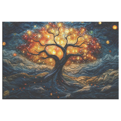 Illuminated Tree of Life Canvas Art Vibrant Abstract Wall Decor with Magical Glow for Home Office, or Inspirational Spaces - Awakening Righteousness