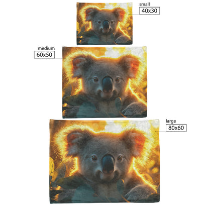 Koala Surrounded by Glowing Eucalyptus Leaves and Ethereal Light in Magical Forest Fleece Sherpa Blanket - Awakening Righteousness