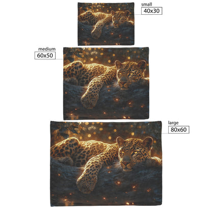 Leopard Resting Gracefully on Ancient Tree Branch Under Golden Sunlight Fleece Sherpa Blanket - Awakening Righteousness