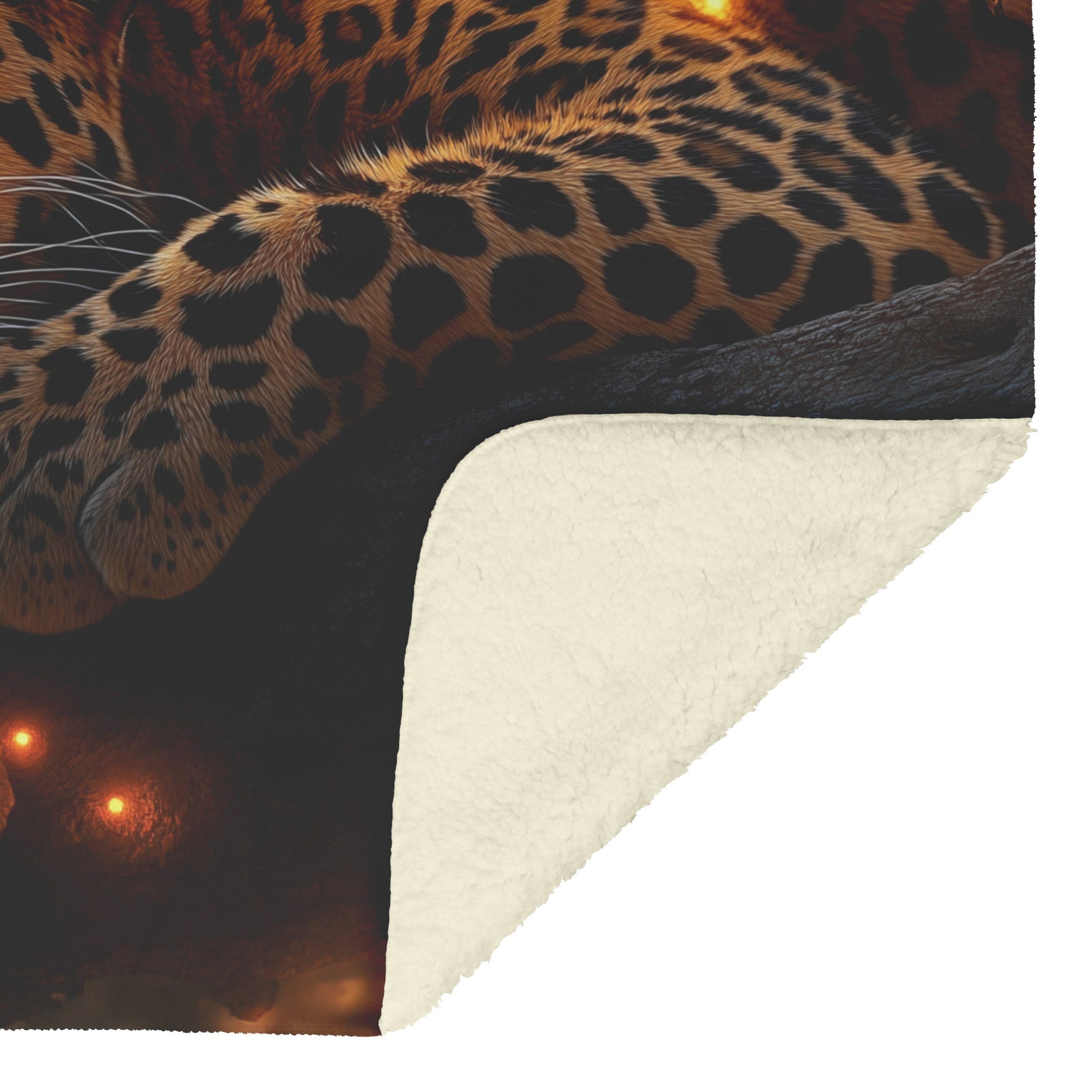 Leopard Resting on Branch of Ancient Acacia Tree Under Golden Sunlight Intricate Fur Details Sherpa Blanket - Awakening Righteousness