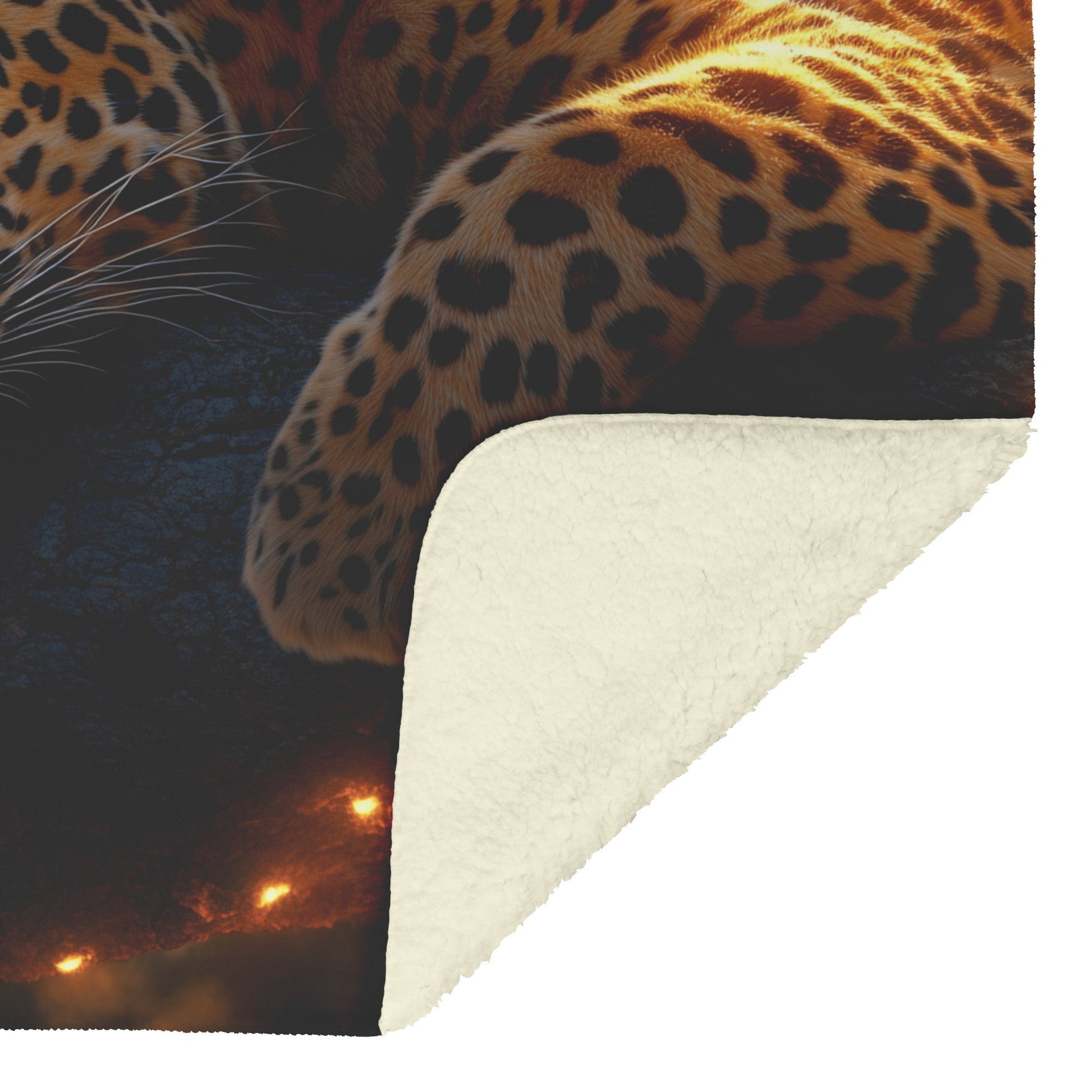 Leopard Resting on Branch of Ancient Acacia Tree Under Golden Sunlight Intricate Fur Details Sherpa Blanket - Awakening Righteousness