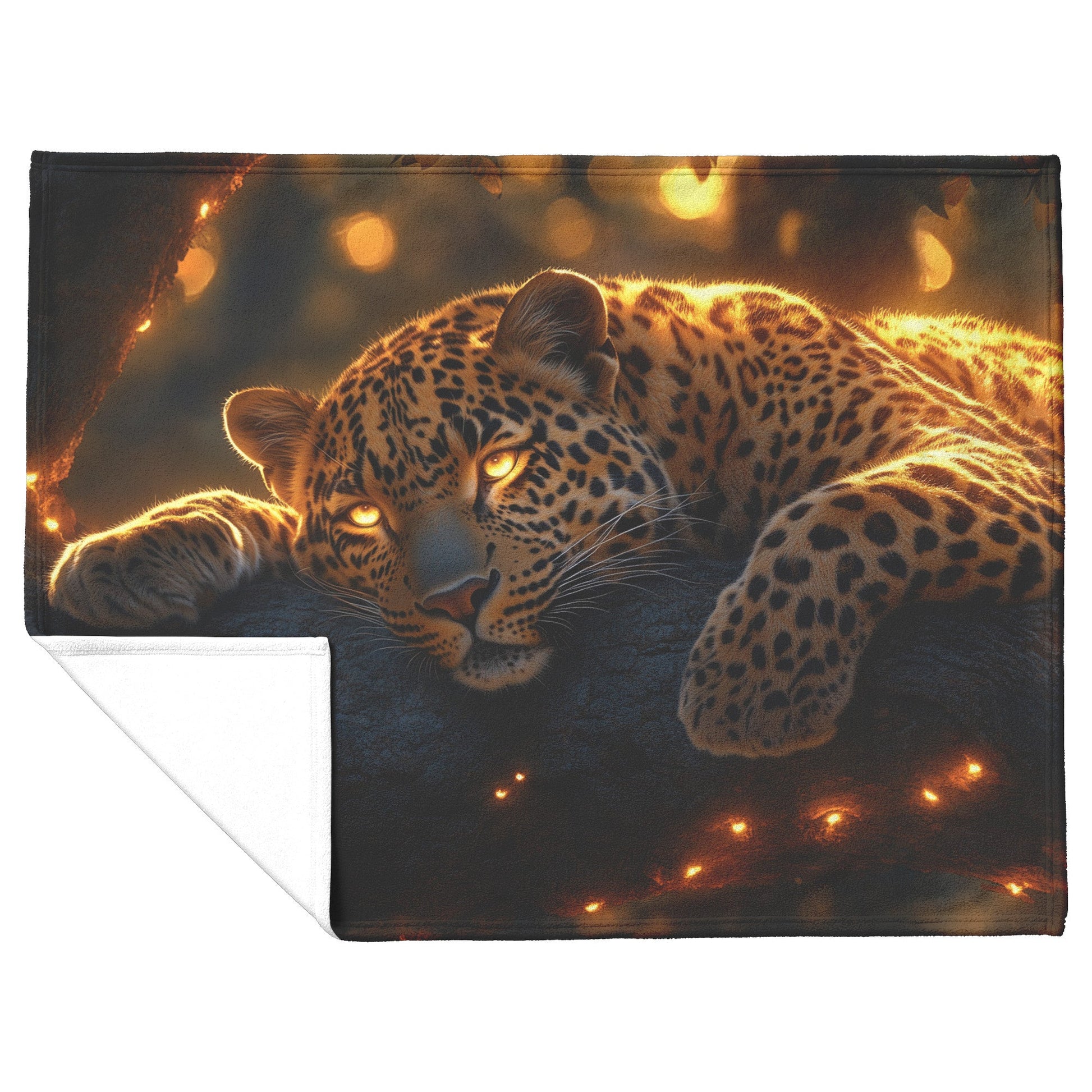 Leopard Resting on Branch of Ancient Acacia Tree Under Golden Sunlight Intricate Fur Details Sherpa Blanket - Awakening Righteousness