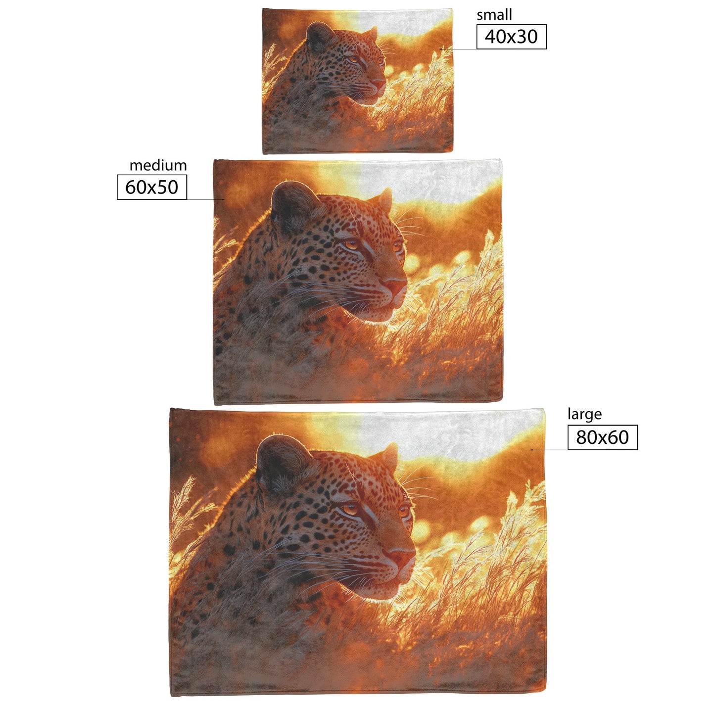 Leopard Stalking Through Tall Golden Grass Under Vibrant Sunset Fleece Sherpa Blanket - Awakening Righteousness