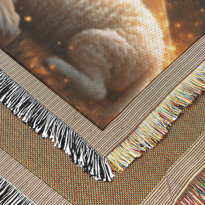 Lion and Lamb Sleeping Peacefully Together Woven Throw Blanket for Cozy Home Decor - Awakening Righteousness