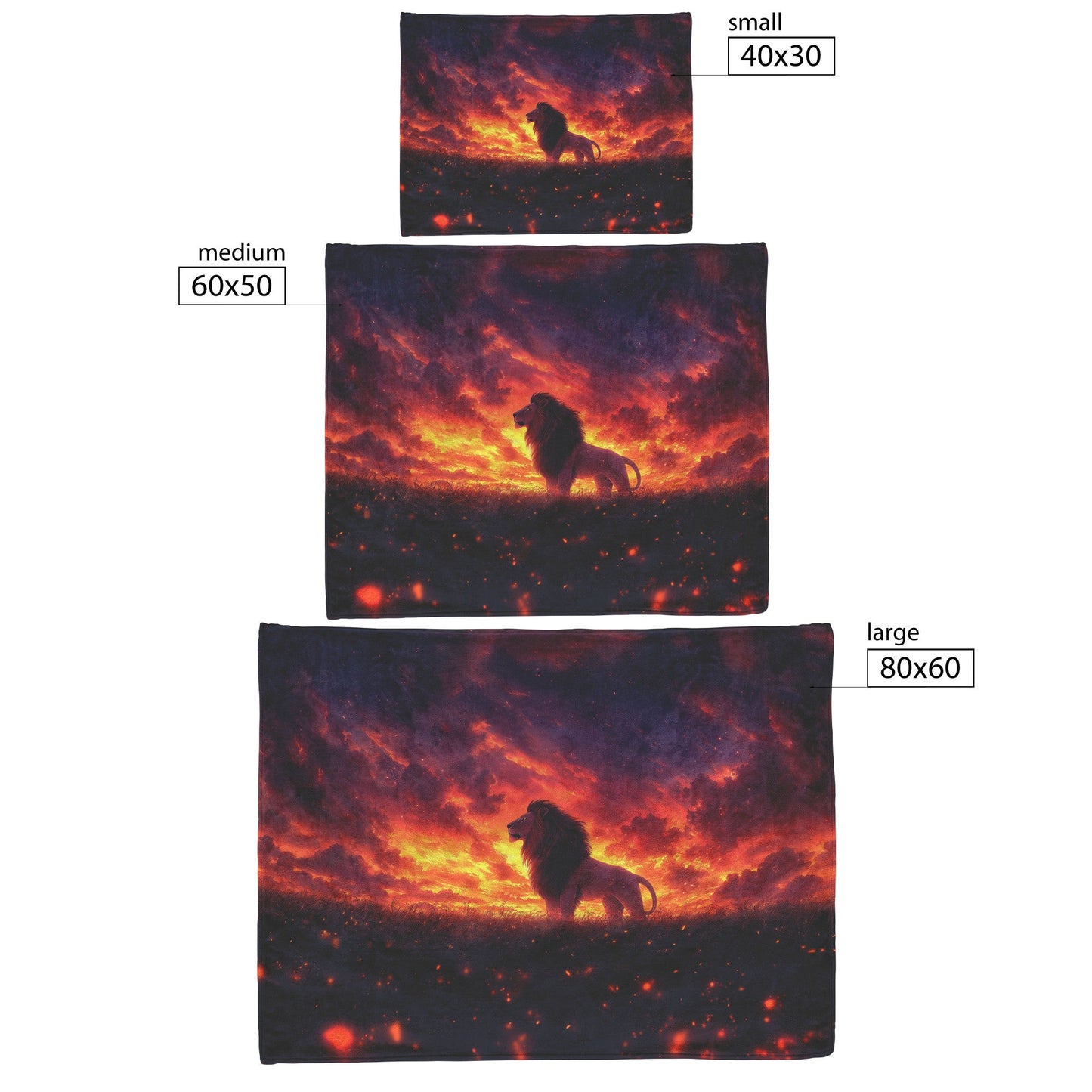 Lion Silhouetted Against Glowing Twilight Sky with Swirling Golden Mist Fleece Sherpa Blanket - Awakening Righteousness
