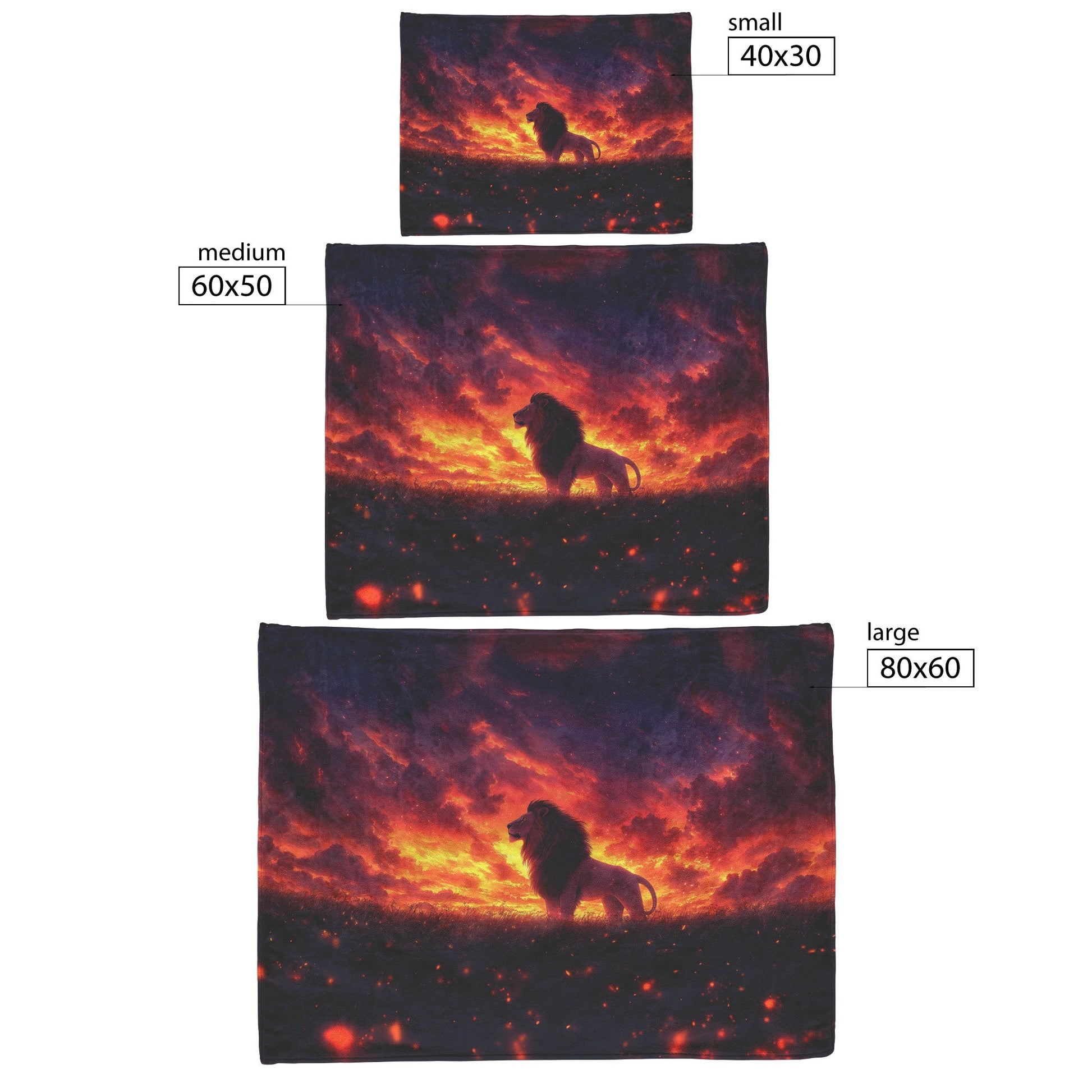 Lion Silhouetted Against Glowing Twilight Sky with Swirling Golden Mist Fleece Sherpa Blanket - Awakening Righteousness