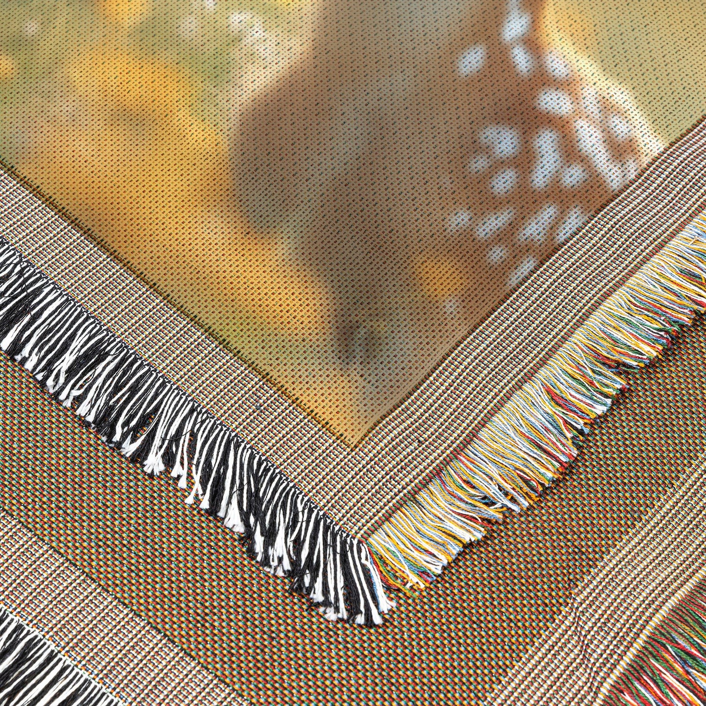 Little Girl Picking Flowers to Feed Baby Deer in Dreamy Morning Light Cozy Woven Throw Blanket - Awakening Righteousness