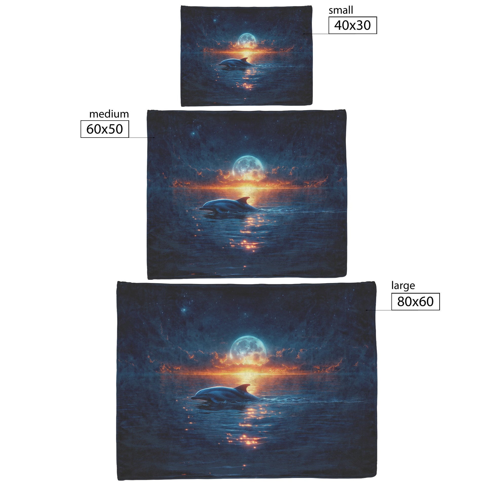 Lone Dolphin Swimming Under Glowing Moonlight Peaceful Ocean Shimmering Reflections Magical Atmosphere Fleece Sherpa Blanket - Awakening Righteousness