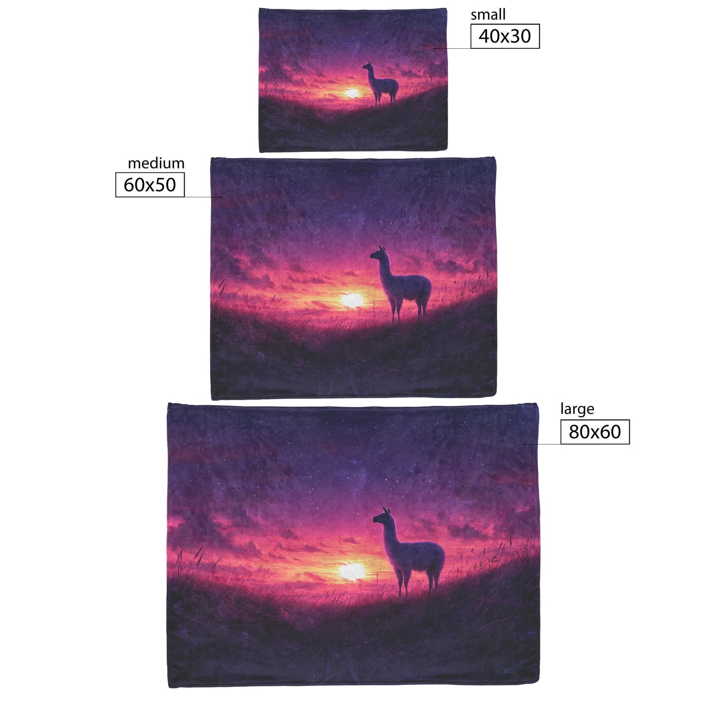 Lone Llama on Glowing Grassy Hill Twilight Sky Stars Soft Light Illuminating Fur Serene Sherpa Fleece Blanket - Awakening Righteousness