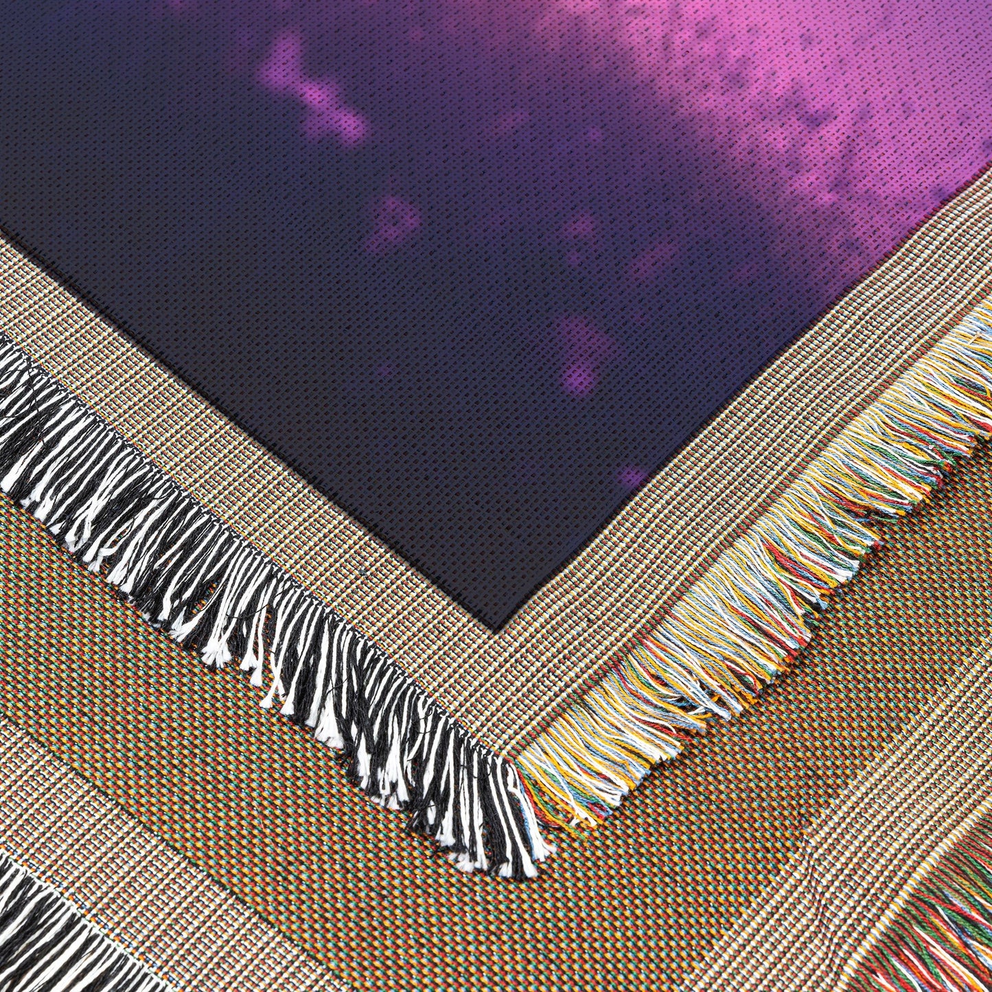 Lone Llama Standing Peacefully on Glowing Grassy Hill Under Deep Purple Twilight Sky with Stars Woven Throw Blanket - Awakening Righteousness