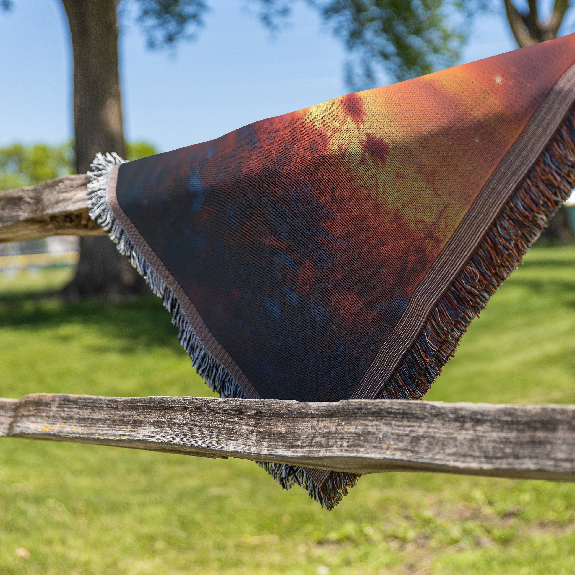 Lone Zebra Under Vibrant Twilight Sky with Glowing Stars in Peaceful Savanna Woven Throw Blanket - Awakening Righteousness
