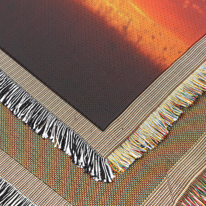 Lone Zebra Under Vibrant Twilight Sky with Glowing Stars in Peaceful Savanna Woven Throw Blanket - Awakening Righteousness