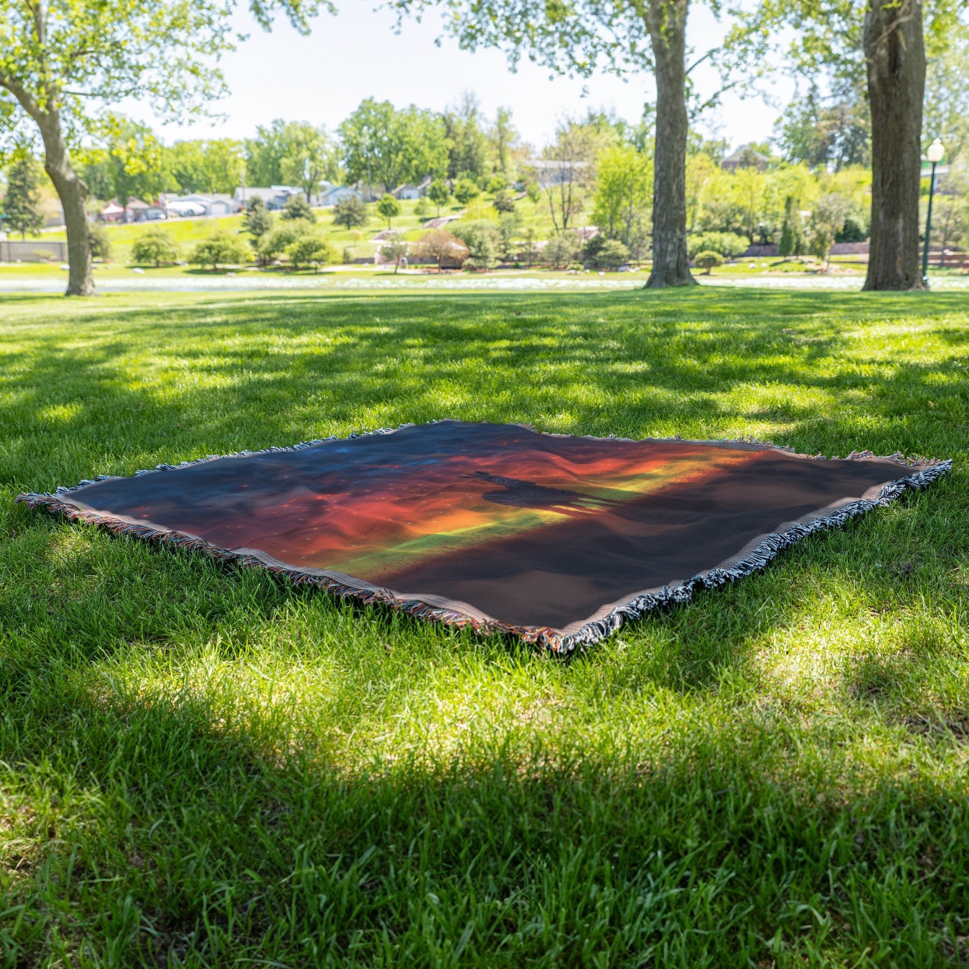 Lone Zebra Under Vibrant Twilight Sky with Glowing Stars in Peaceful Savanna Woven Throw Blanket - Awakening Righteousness