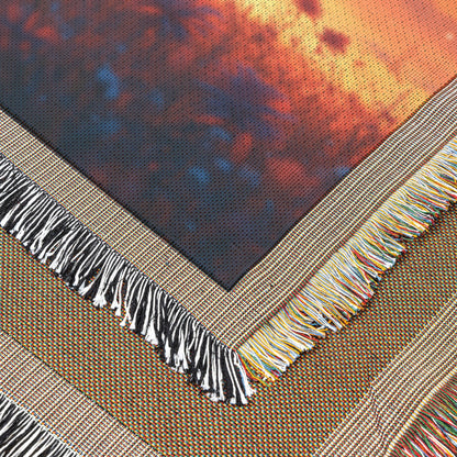 Lone Zebra Under Vibrant Twilight Sky with Glowing Stars in Peaceful Savanna Woven Throw Blanket - Awakening Righteousness