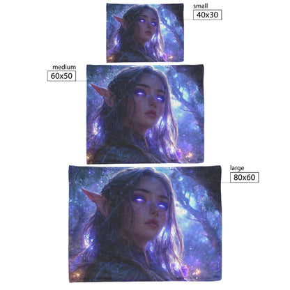 Luminous Night Elf Fleece Sherpa Blanket Featuring Radiant Holy Female Alliance Elf in Enchanted Forest - Awakening Righteousness