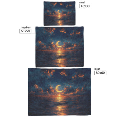 Luminous Sun Embracing Radiant Crescent Moon Golden Stars Twilight Skies Surreal Landscapes Fleece Sherpa Blanket - Awakening Righteousness