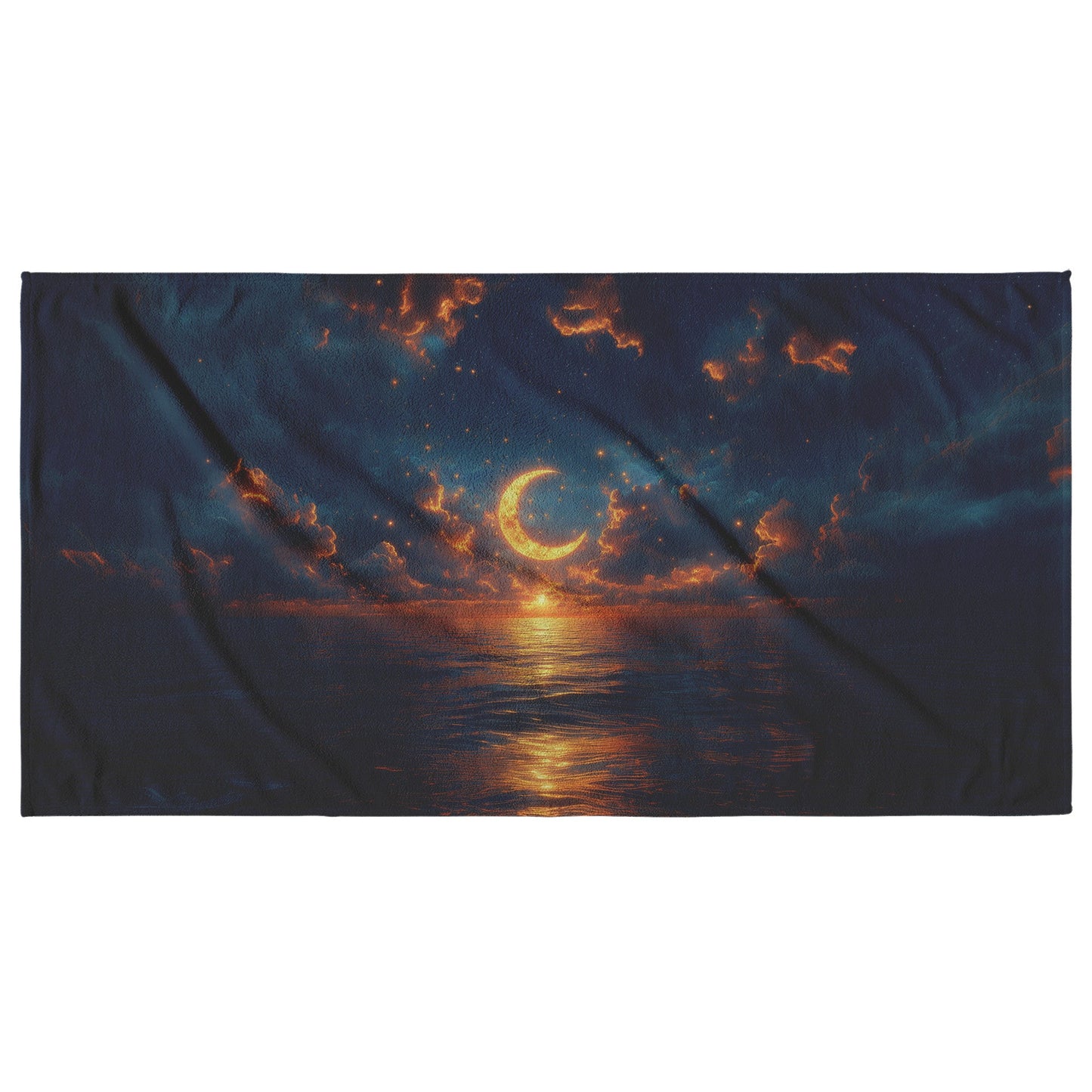 Luminous Sun Embracing Radiant Crescent Moon Surrounded by Golden Stars Twilight Skies Surreal Natural Landscapes - Awakening Righteousness