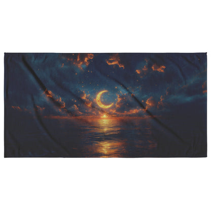 Luminous Sun Embracing Radiant Crescent Moon Surrounded by Golden Stars Twilight Skies Surreal Natural Landscapes - Awakening Righteousness