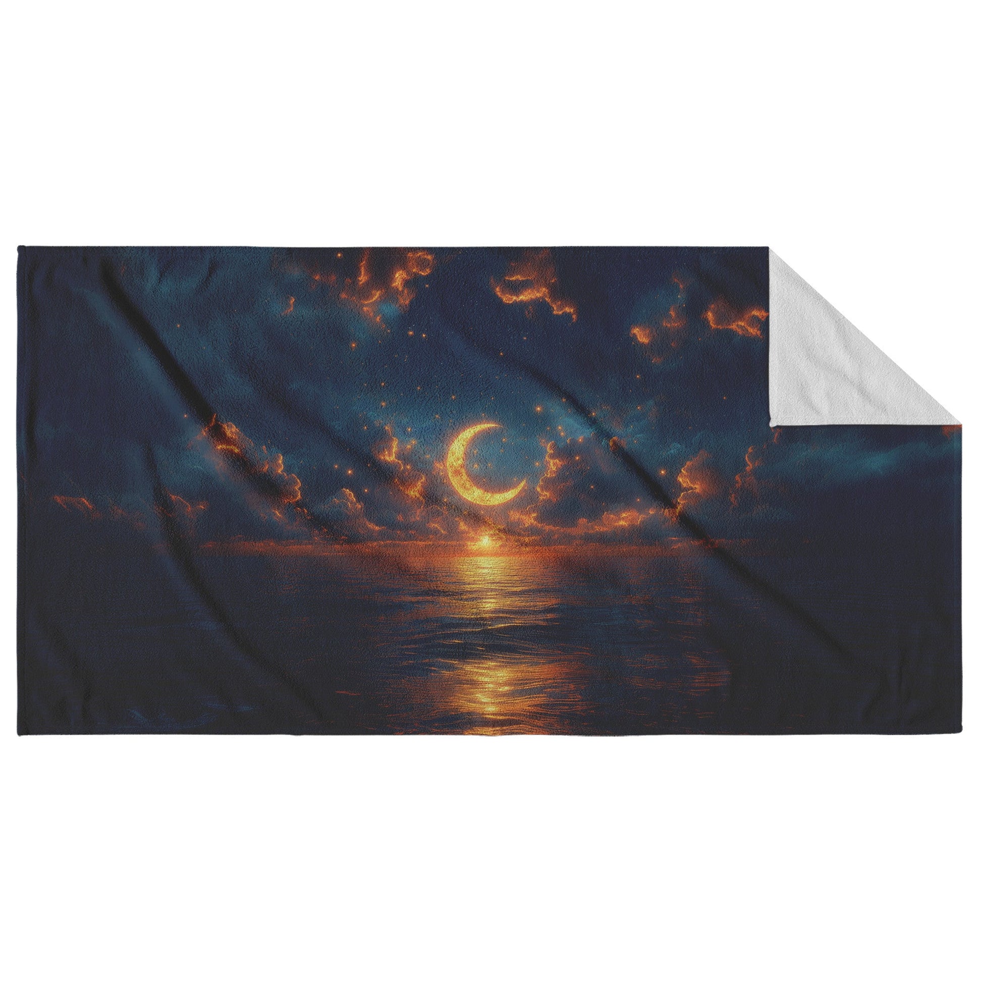 Luminous Sun Embracing Radiant Crescent Moon Surrounded by Golden Stars Twilight Skies Surreal Natural Landscapes - Awakening Righteousness