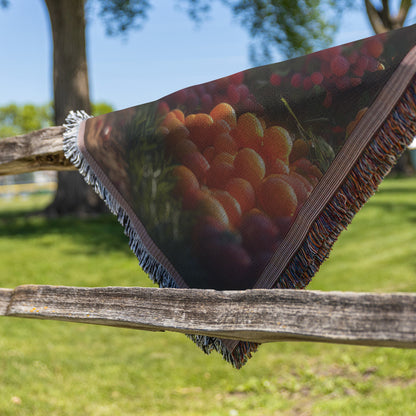 Magical Fantasy Garden with Colorful Fruit Trees and Lush Foliage Cozy Woven Throw Blanket - Awakening Righteousness
