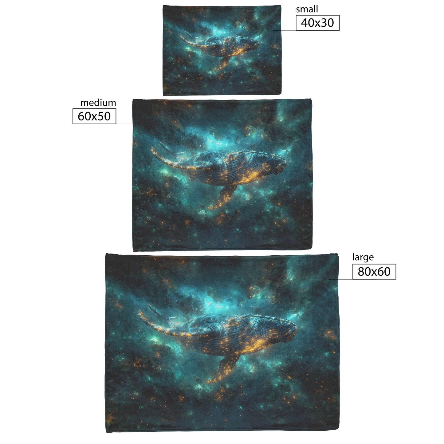 Majestic Blue Whale Swimming Through Glowing Bioluminescent Ocean Twilight Sky Soft Blue Green Light Fleece Sherpa Blanket - Awakening Righteousness