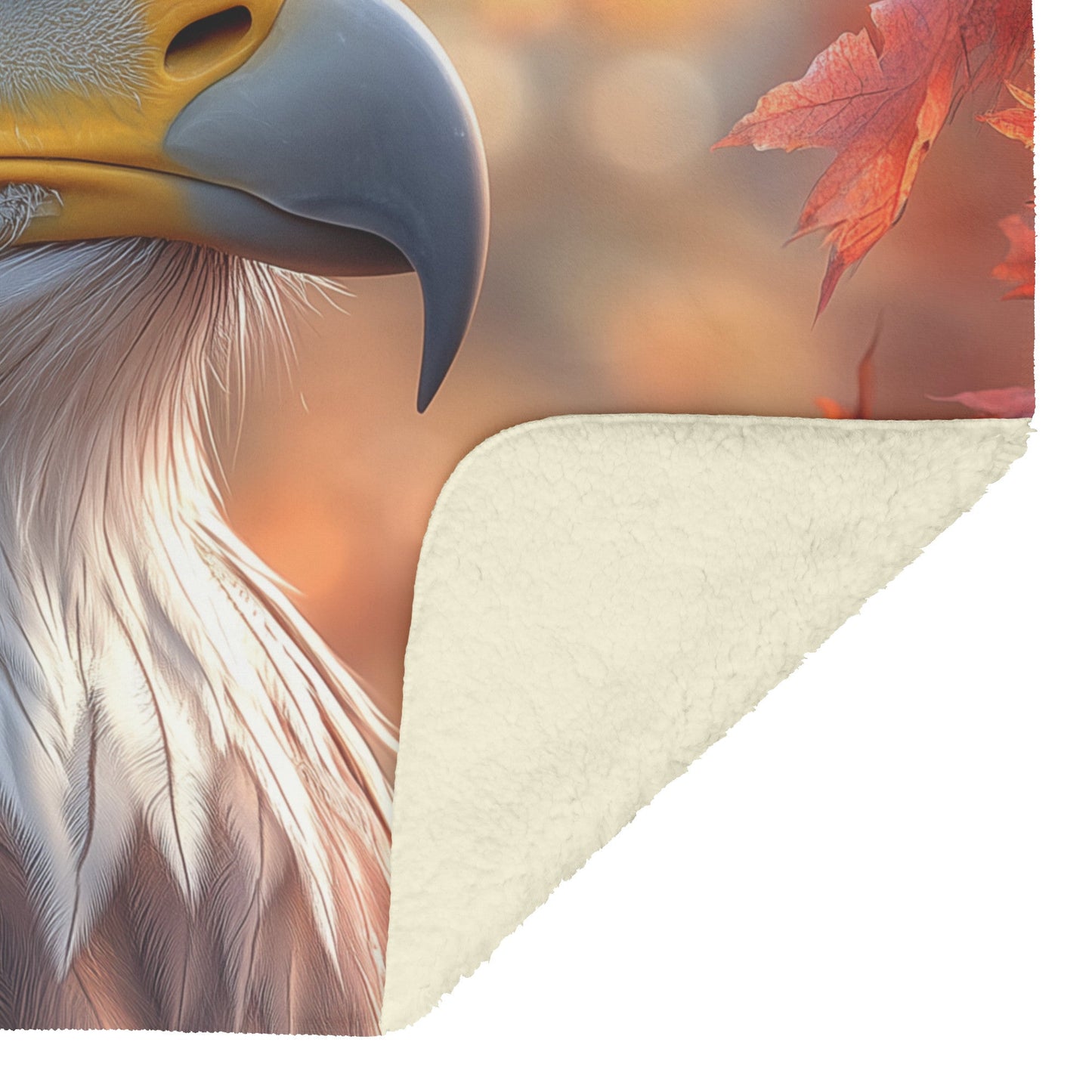 Majestic Eagle Close Up Autumn Cozy Sherpa Fleece Blanket - Awakening Righteousness