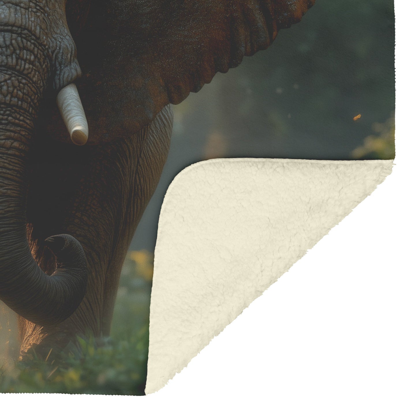 Majestic Elephant in Lush Forest Cozy Sherpa Fleece Blanket - Awakening Righteousness