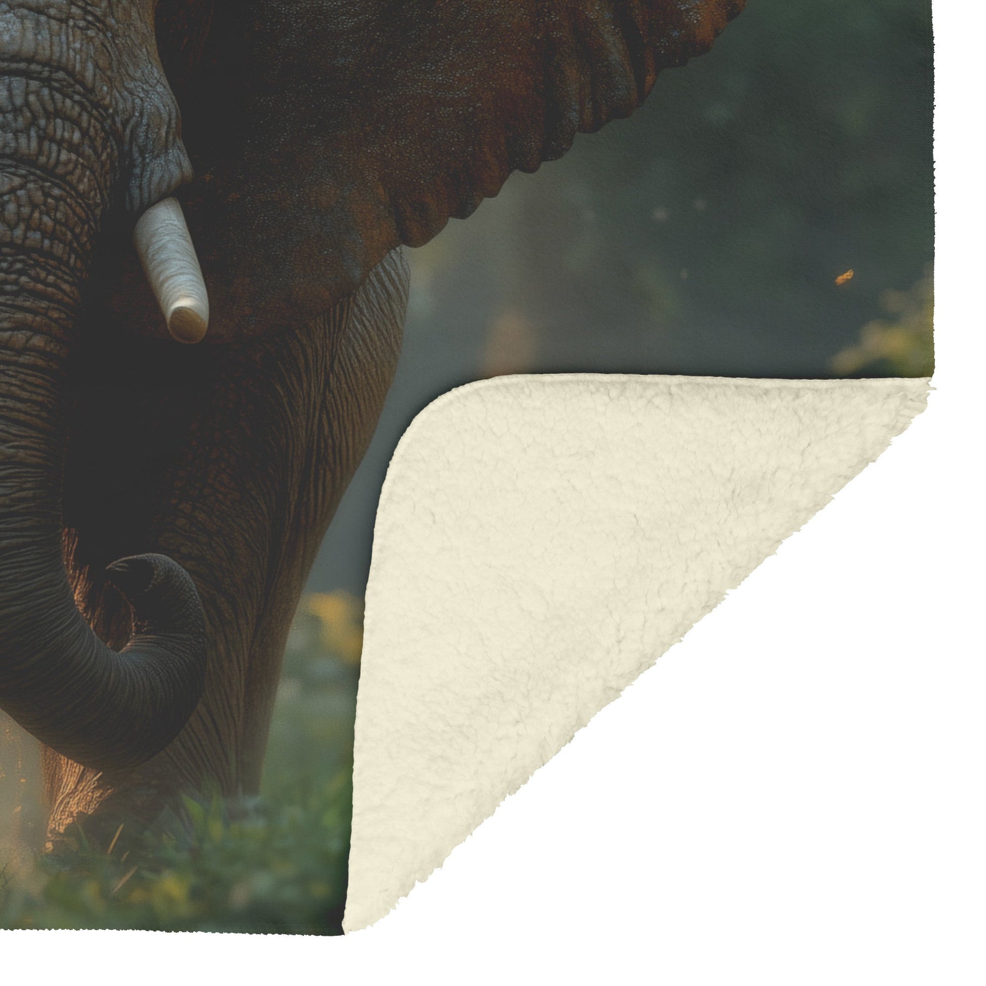 Majestic Elephant in Lush Forest Cozy Sherpa Fleece Blanket - Awakening Righteousness
