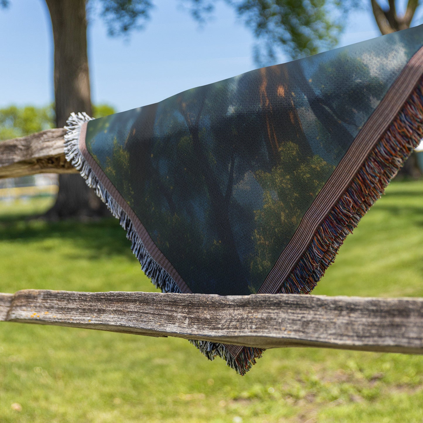 Majestic Forest Canopy Woven Throw Blanket Featuring Sunlit Trees and Lush Green Foliage for Cozy Nature Inspired Decor - Awakening Righteousness