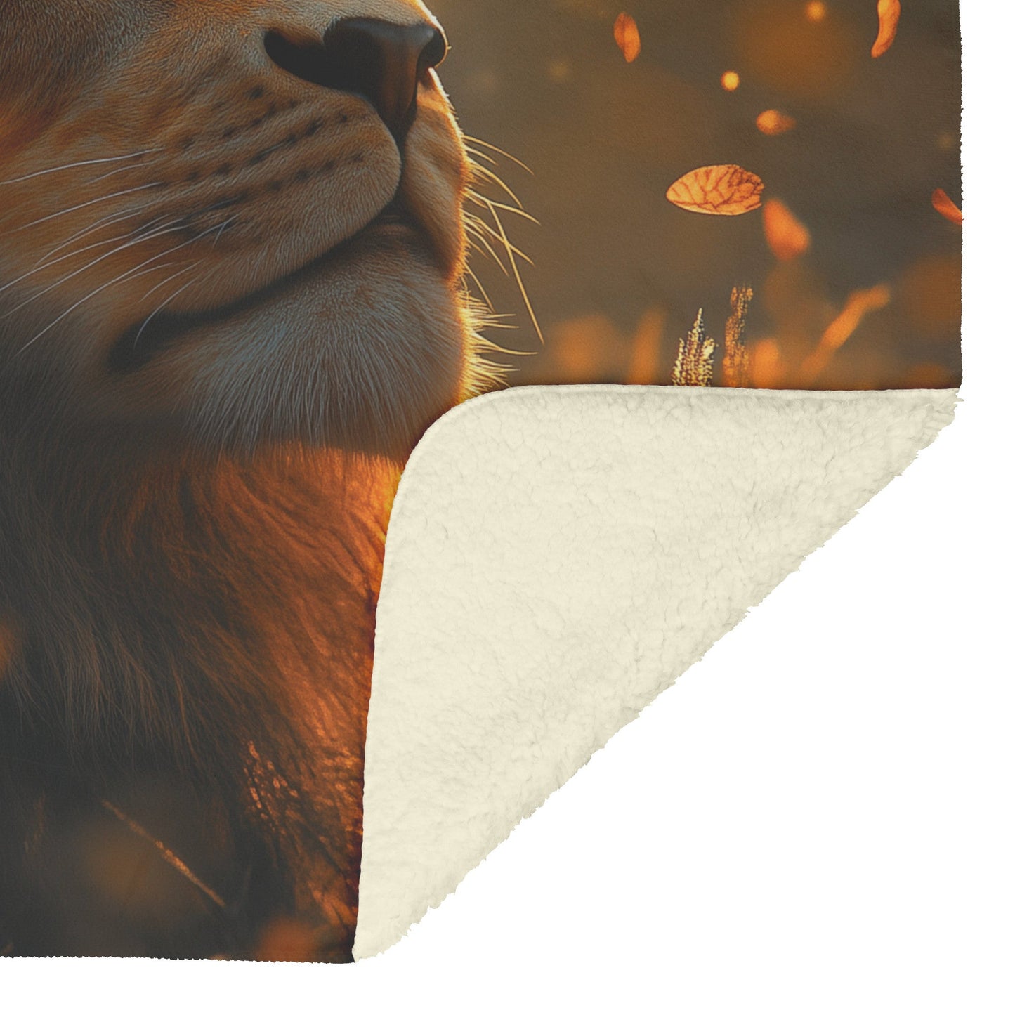 Majestic Lion in Sunlit Savannah Sherpa Fleece Blanket - Awakening Righteousness