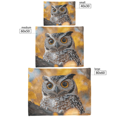 Majestic Owl Cozy Fleece Sherpa Blanket with Autumn Elegance - Awakening Righteousness