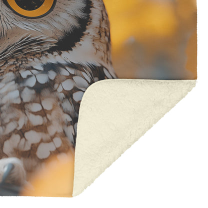Majestic Owl Cozy Fleece Sherpa Blanket with Autumn Elegance - Awakening Righteousness