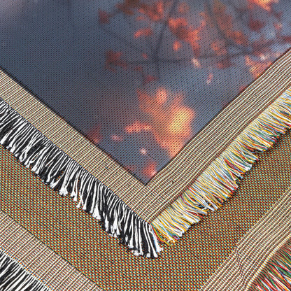 Majestic Owl on Autumn Branch Woven Throw Blanket - Awakening Righteousness