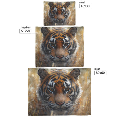 Majestic Tiger in Tall Grass Golden Sunlight Fleece Sherpa Blanket Soft Cozy Blanket - Awakening Righteousness