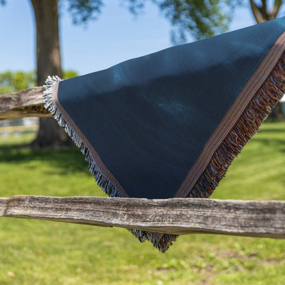 Majestic Whales in Sunlit Ocean Woven Throw Blanket - Awakening Righteousness