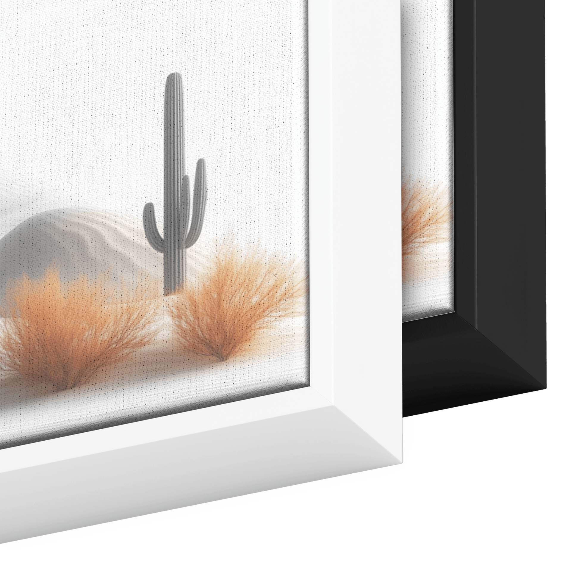 Minimalist Desert Scene Bold Cacti Silhouettes Muted Sand Dunes Soft Gray Sky Ultra High Definition Refined Textures Canvas Wall Art - Awakening Righteousness