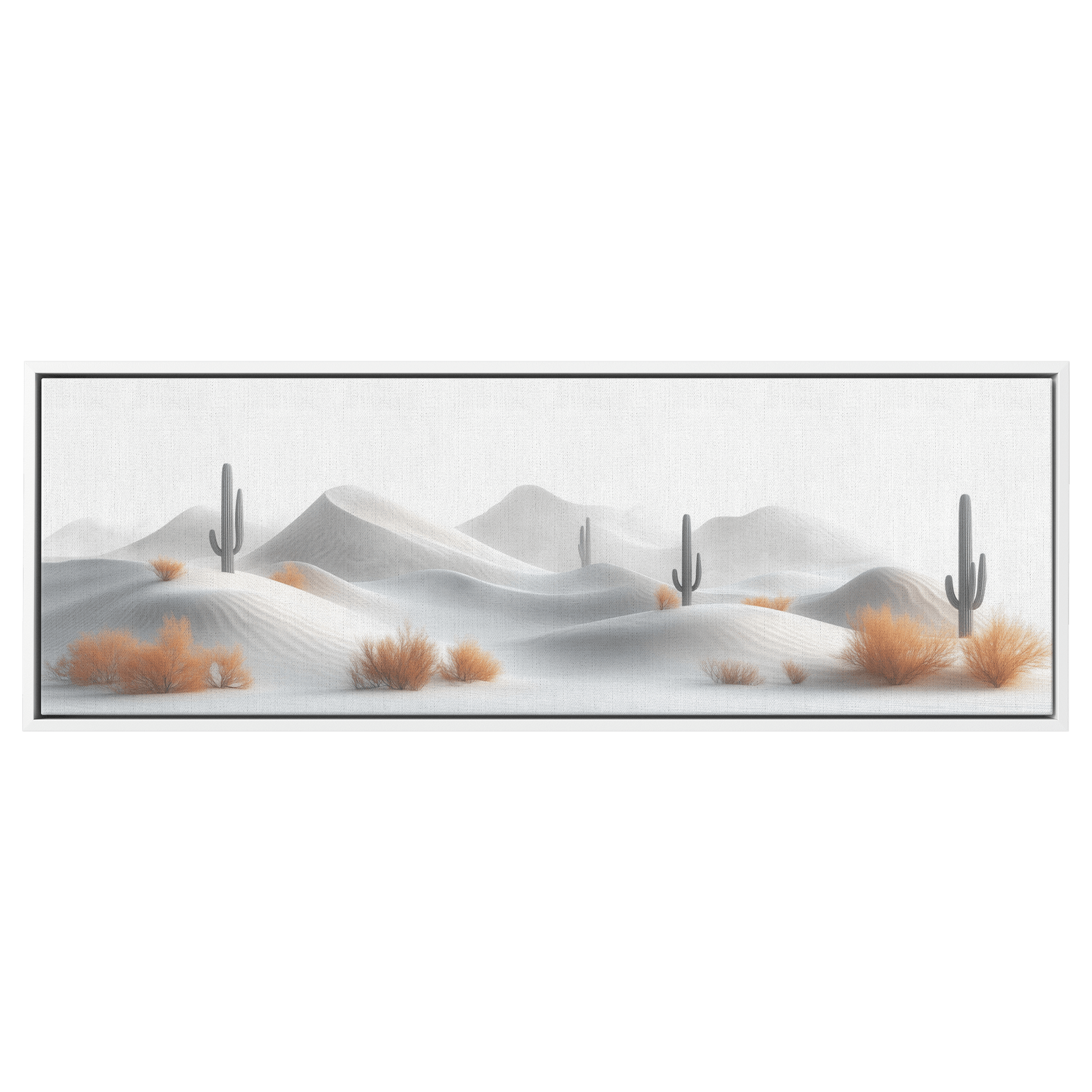Minimalist Desert Scene Bold Cacti Silhouettes Muted Sand Dunes Soft Gray Sky Ultra High Definition Refined Textures Canvas Wall Art - Awakening Righteousness