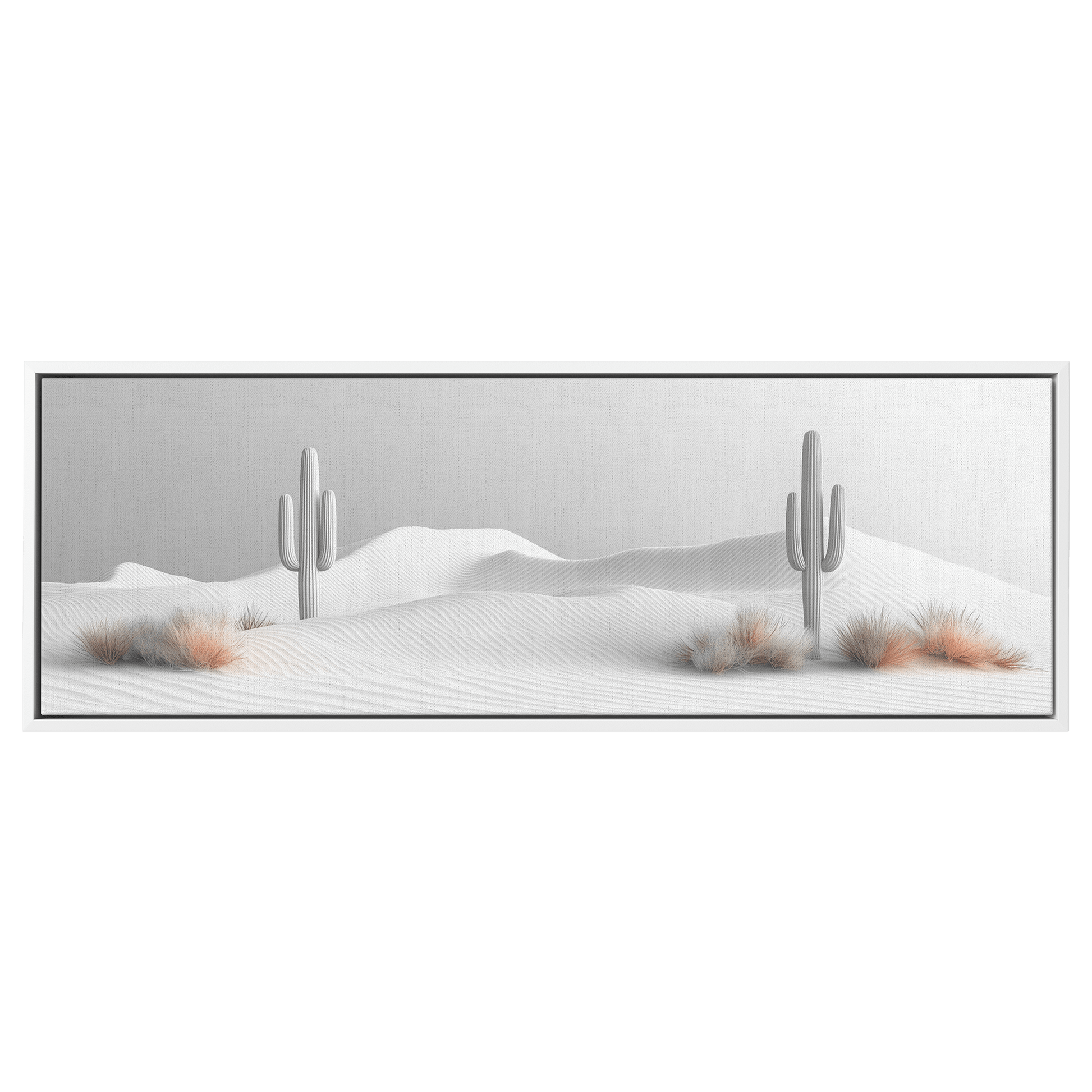 Minimalist Desert Scene Bold Cacti Silhouettes Muted Sand Dunes Soft Gray Sky Ultra High Definition Refined Textures Canvas Wall Art - Awakening Righteousness
