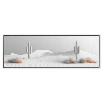 Minimalist Desert Scene Bold Cacti Silhouettes Muted Sand Dunes Soft Gray Sky Ultra High Definition Refined Textures Canvas Wall Art - Awakening Righteousness
