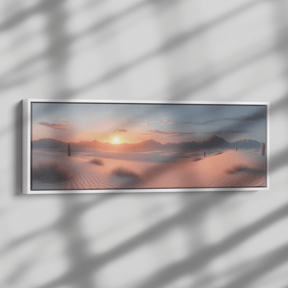 Minimalist Desert Scene Bold Cacti Silhouettes Muted Sand Dunes Soft Gray Sky Ultra High Definition Refined Textures Canvas Wall Art - Awakening Righteousness