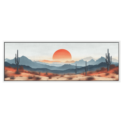 Minimalist Desert Scene Bold Cacti Silhouettes Muted Sand Dunes Soft Gray Sky Ultra High Definition Refined Textures Canvas Wall Art - Awakening Righteousness