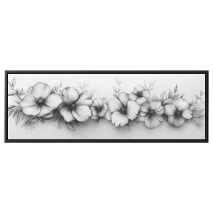 Minimalist Monochrome Line Art Abstract Florals Matte White Background Modern Geometric Ultra High Definition Hyperrealistic Panoramic Framed Canvas Wall Art - Awakening Righteousness