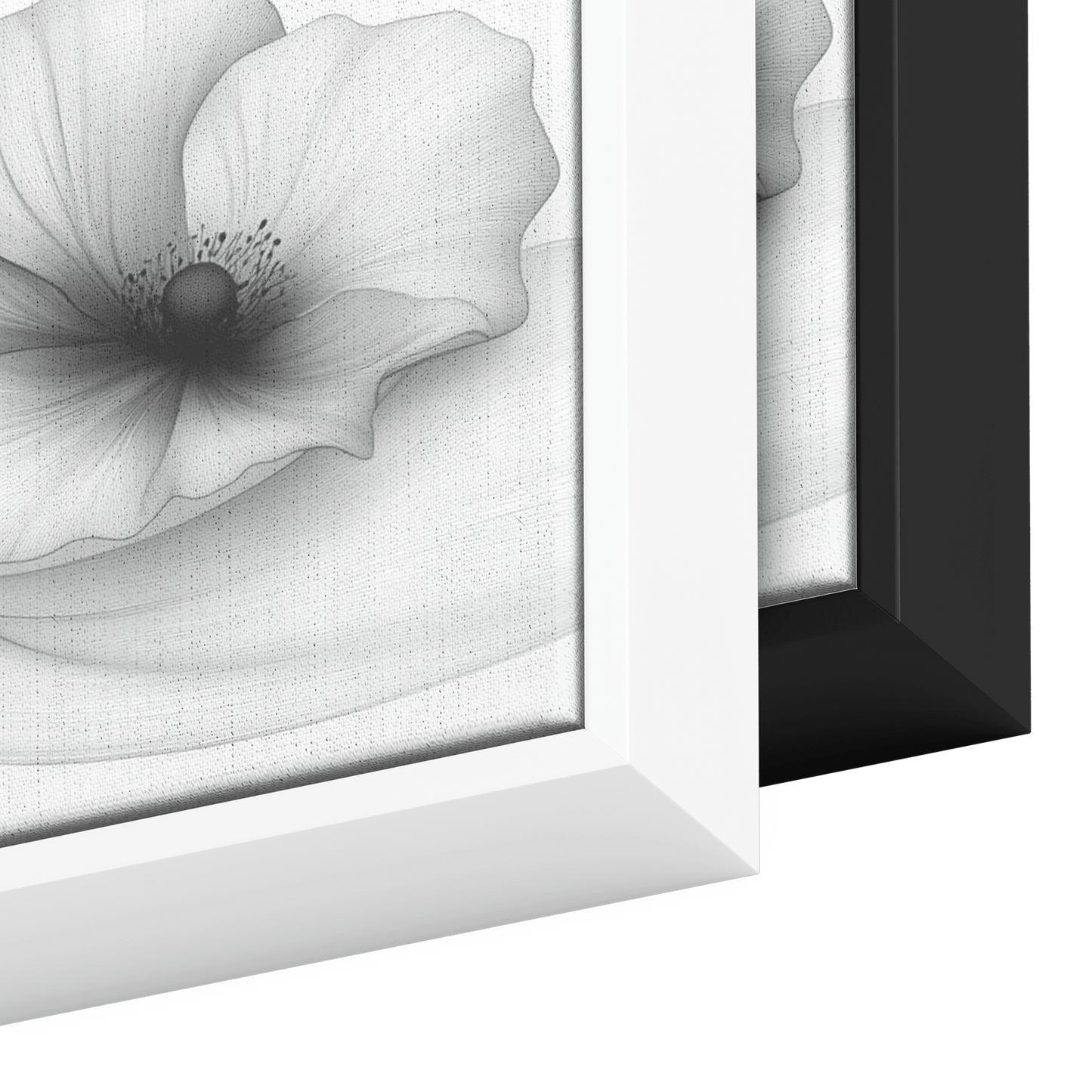 Minimalist Monochrome Line Art Abstract Florals Matte White Background Modern Geometric Ultra High Definition Hyperrealistic Panoramic Framed Canvas Wall Art - Awakening Righteousness