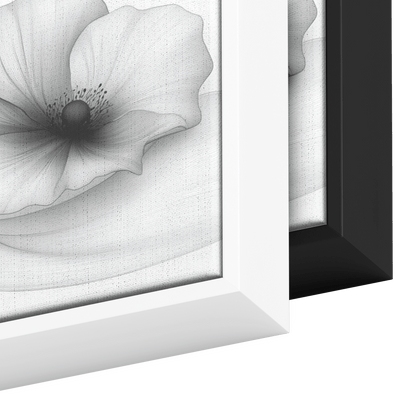 Minimalist Monochrome Line Art Abstract Florals Matte White Background Modern Geometric Ultra High Definition Hyperrealistic Panoramic Framed Canvas Wall Art - Awakening Righteousness