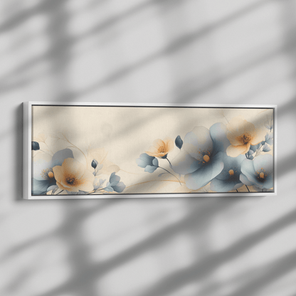 Minimalist Monochrome Line Art Flowers Solid Beige Background Ultra Clean Lines Modern Aesthetic Ultra High Definition Panoramic Framed Canvas Wall Art - Awakening Righteousness