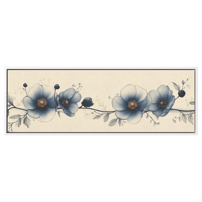 Minimalist Monochrome Line Art Flowers Solid Beige Background Ultra Clean Lines Modern Aesthetic Ultra High Definition Panoramic Framed Canvas Wall Art - Awakening Righteousness