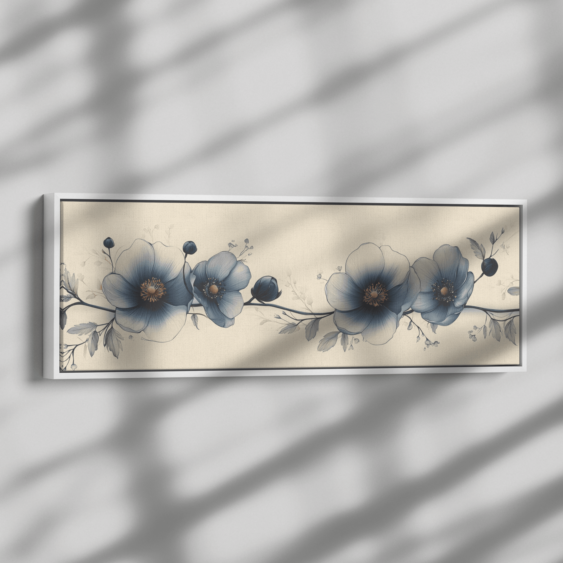 Minimalist Monochrome Line Art Flowers Solid Beige Background Ultra Clean Lines Modern Aesthetic Ultra High Definition Panoramic Framed Canvas Wall Art - Awakening Righteousness